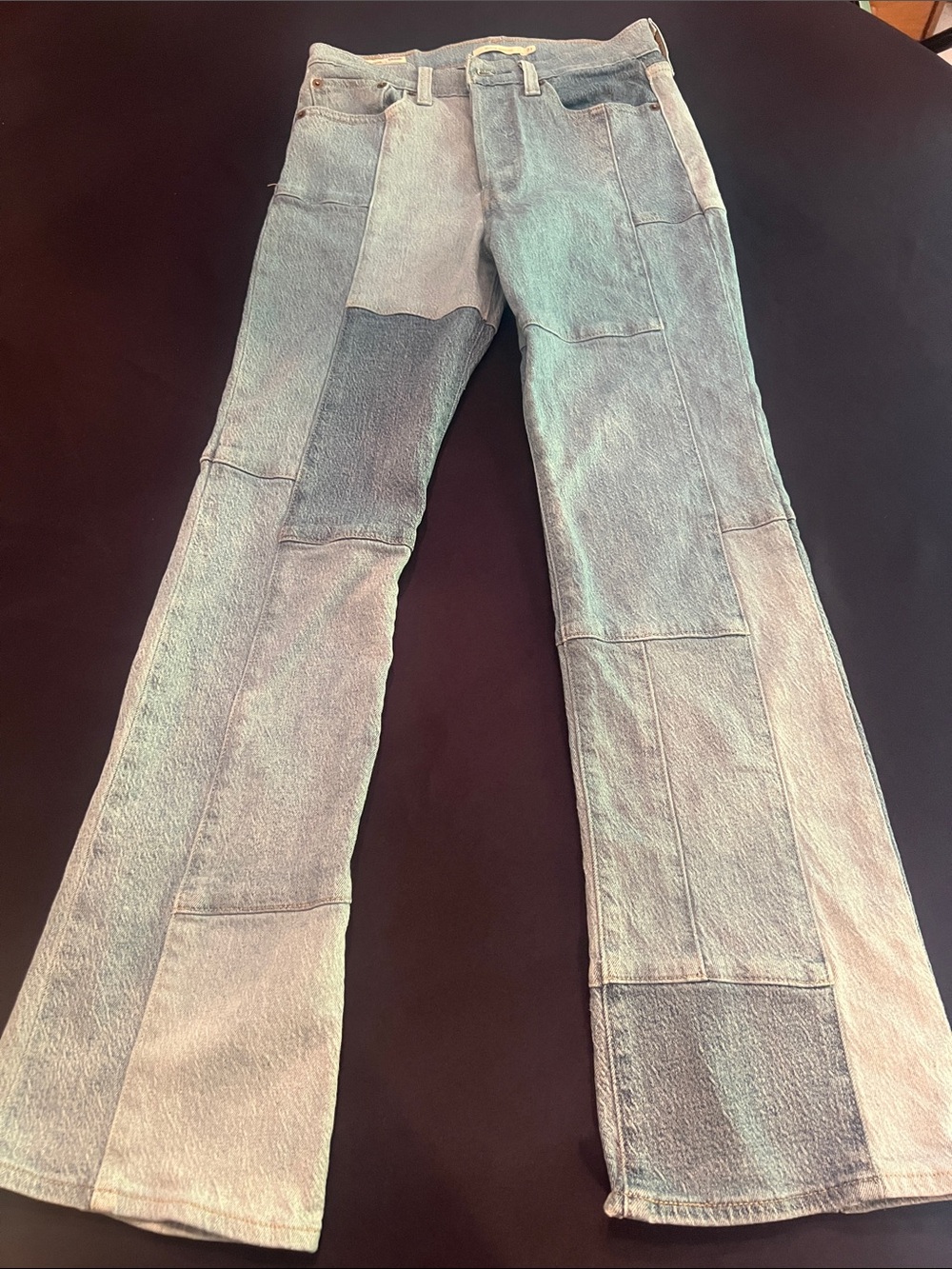Levi's Women’s Wedgie Blue Denim Patchwork Bootleg Jeans